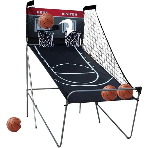 Basketball Arcade Set, Dubbel Skott, Fällbar Design,svart