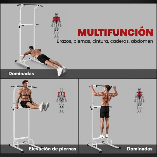 Pull-Up Bar, Justerbar Højde, Holdbar Stål Konstruktion,HVID