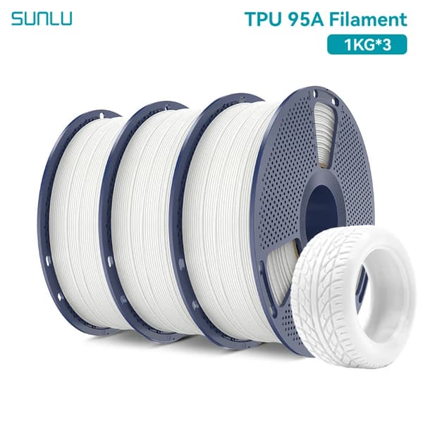 3D Filament, Flexibel TPU, 95A Hårdhet,Vit