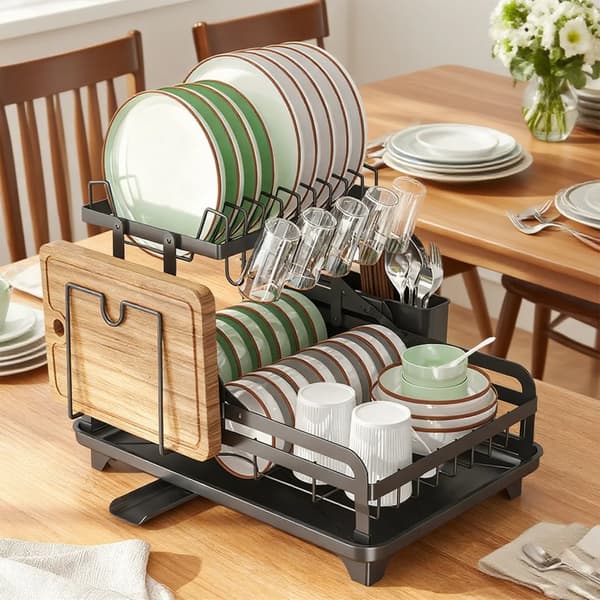 Diskställ, Fällbar Design, 2-Tier Struktur,svart, 2-nivå