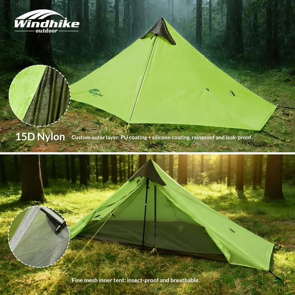 Vandreturstelt, Ultralight, Vandtæt,Grøn