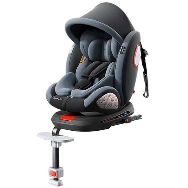 Børnesæde til bil, 360° rotation, ISOFIX sikkerhedssystem,TOP-GRÅ