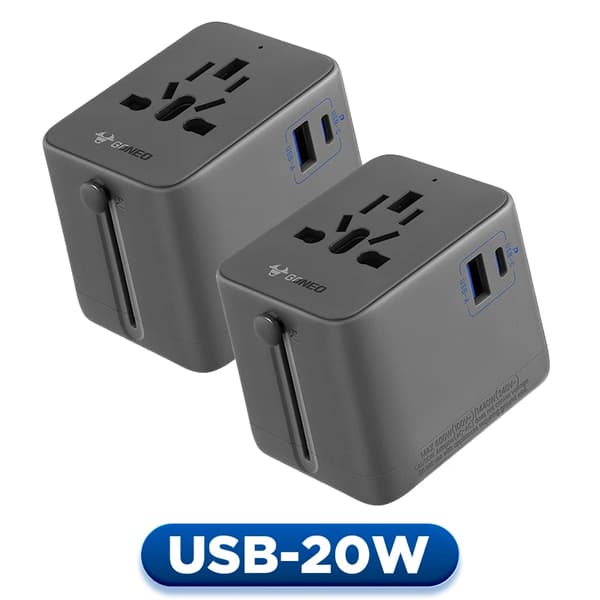 Reseadapter, Universell kompatibilitet, Förbättrade säkerhetsfunktioner,Mörk 20W*2