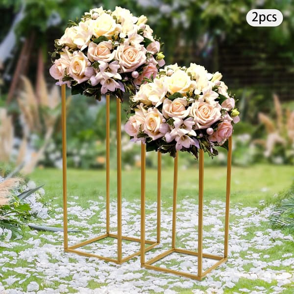 Blomsterstand, Metal Konstruktion, Sæt af 4,L, Guld