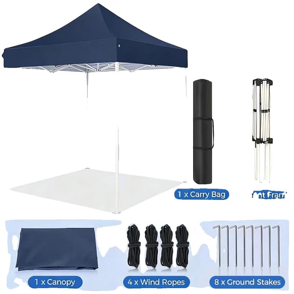 Gazebo, UV-beskyttelse, Nem opsætning,Mørkeblå-2x2Meter