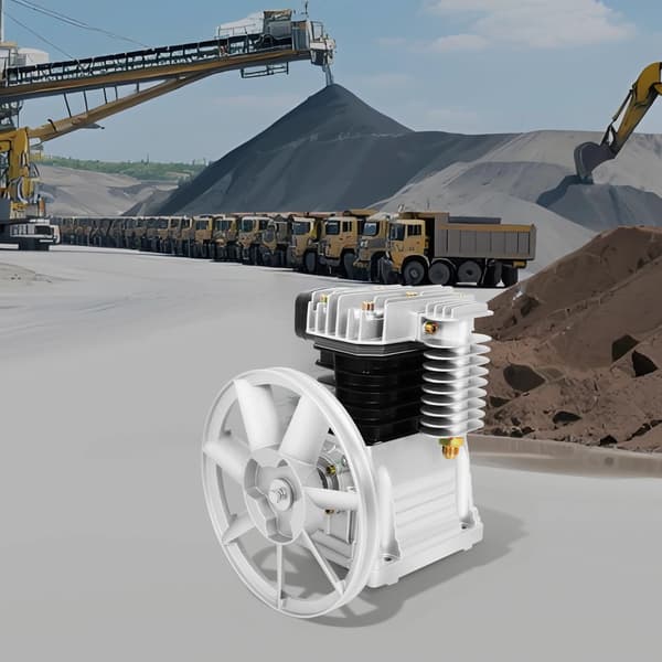 Luftkompressor Pumphuvud, Tvåcylindrig, 420L/min Inlopp,Silver