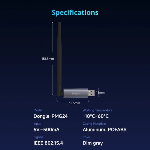 Zigbee USB Dongel, Hög-Gain Antenn, Mångsidig Kompatibilitet,Dongle-PMG24