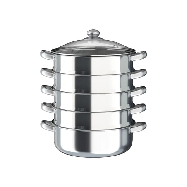 Ångkokare, 5-lagers design, hållbart rostfritt stål,Silver
