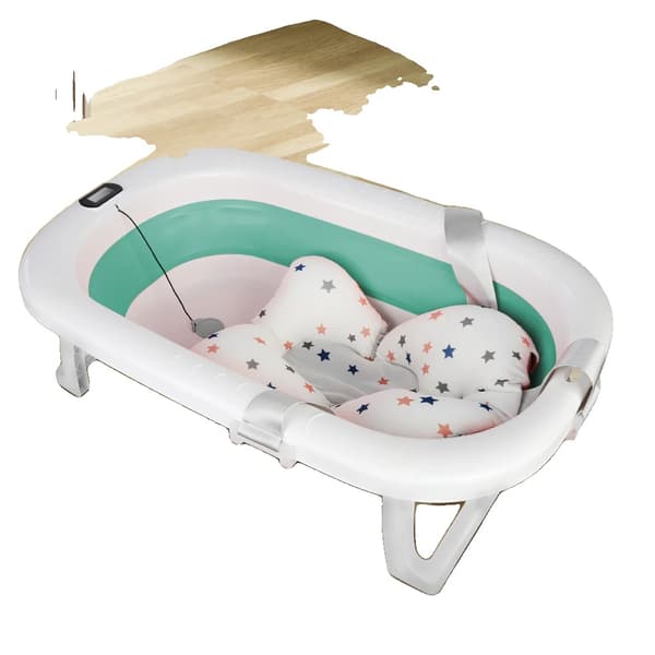 Babybad, Digitalt Termometer, Ergonomisk Design,lys grøn