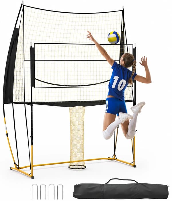 Volleyball Træningsnet, Justerbar Højde, Bærbart Design,Gul + Sort