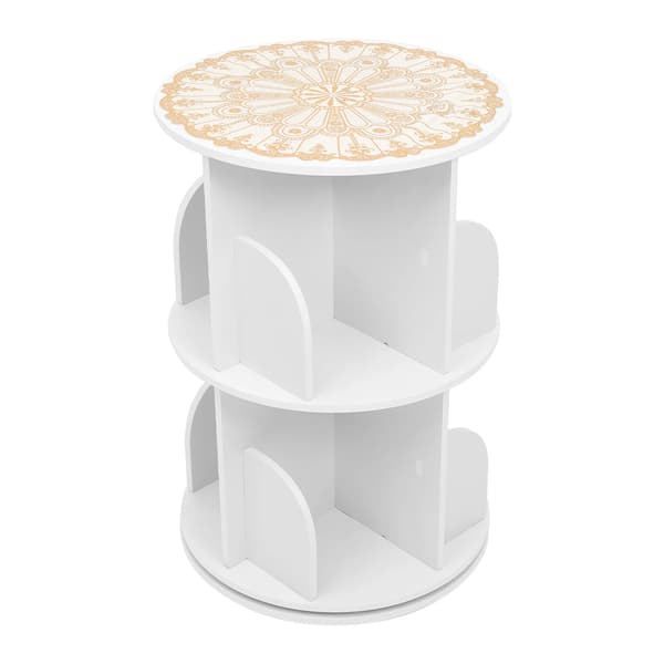 Roterende Bogreol, 2-Lags Design, Moderne Stil,HVID