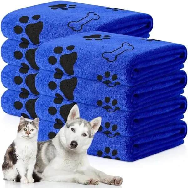 Mikrofiber Hundehåndklæde, Hurtigtørrende, Absorberende Design,Blå-a, 2 STK