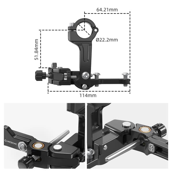 Venstre Tommelfinger Bremsemontering, Ergonomisk Design, Holdbar Konstruktion,sort