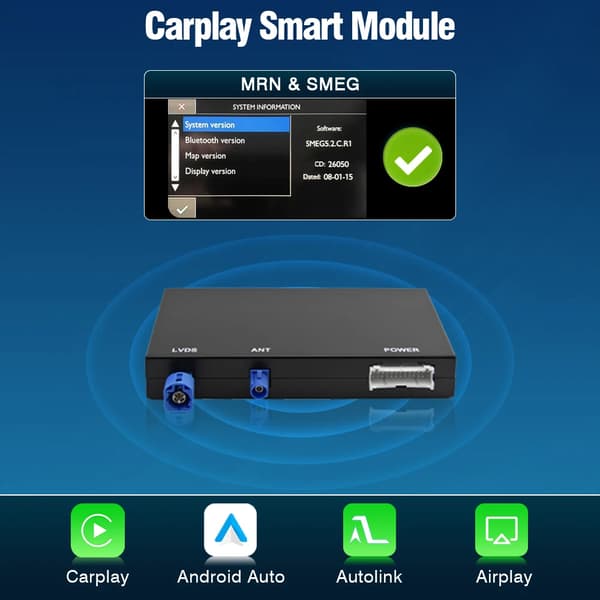 CarPlay Android Auto Interface, Problemfri Forbindelse, Forbedret Lydkvalitet,Kun Fit "SMEG"