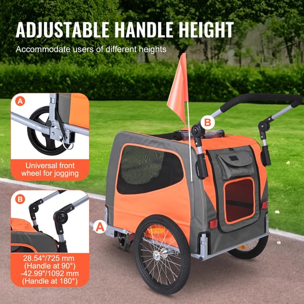 Hundecykelholder, 2-i-1 Jogger, Justerbart Greb,66 lbs