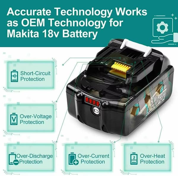 Uppladdningsbart Batteri, 18V, 6000mAh Kapacitet, Set 1
