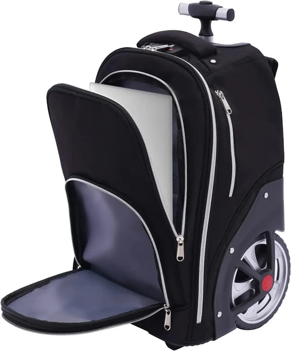 Trolley Rygsæk, Multifunktionelt Design, Holdbare Hjul,sort