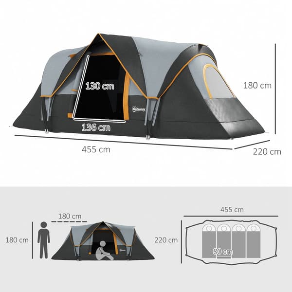 Campingtält, Vattentät Design, Tunnelstruktur, Ljusgrå