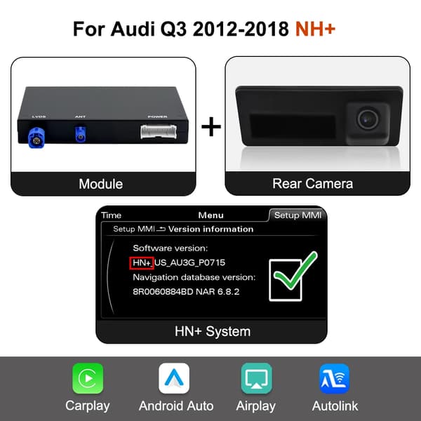 Gränssnittsadapter, trådlös CarPlay, Android Auto-kompatibilitet, HN++CAM