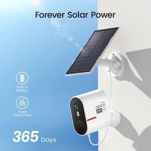 Trådlöst solkamera system, 5MP upplösning, intelligent videohantering,2-kam kit, EU-kontakt