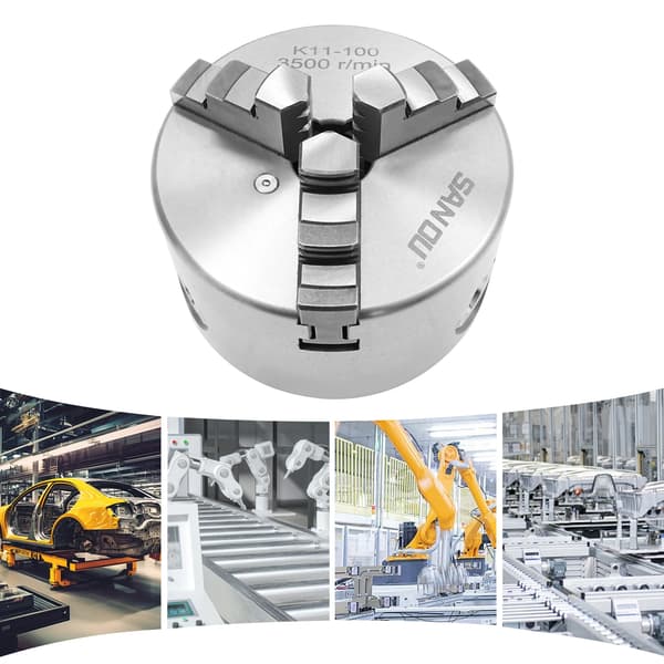 Självcentrerande chuck, 100 mm diameter, precisionsklämning,Silver