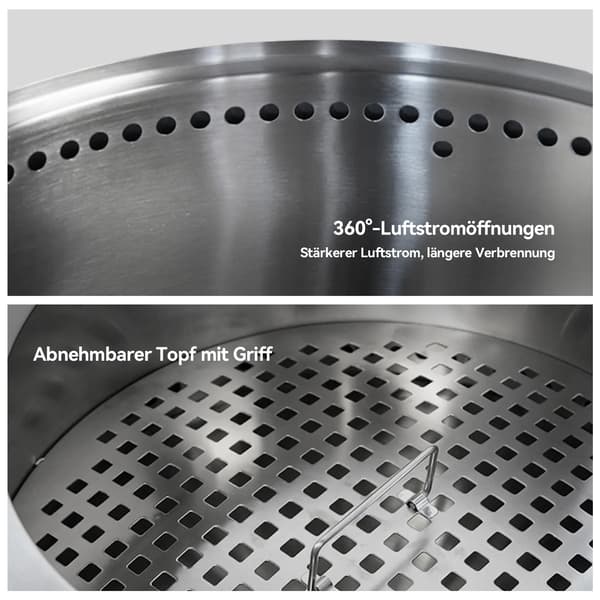 Bålsted, Røgsfri Design, Bærbar Rustfrit Stål,Sølv