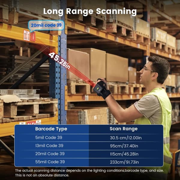 Stregkodescanner, Bluetooth-forbindelse, Håndfri design,opgraderet 2D scanner