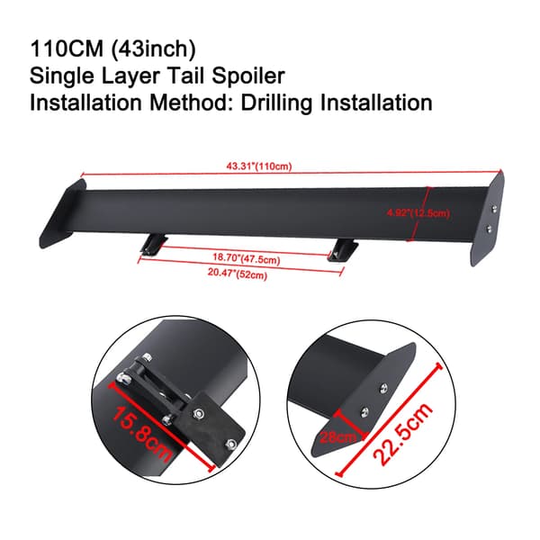 Bagspoiler, Aluminiumkonstruktion, Professionel installation anbefales,sort