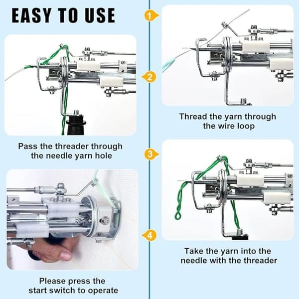 Tufting Gun, Justerbar Hastighed, Sikkerhedsfunktioner,Sort Sæt 2