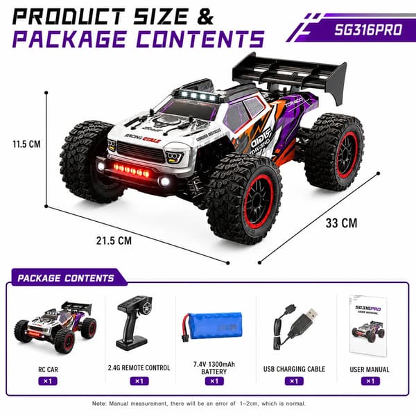 Off-Road RC Bil Legetøj, Høj Hastighed, Holdbart Design,40km/h 1 Batteri(PRO)