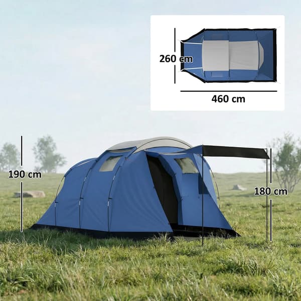 Campingtält, Vattentålig Design, Rymlig Två-Rumslayout,blå