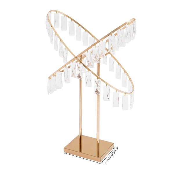 Blomsterställning, X-formad design, eleganta akrylpendlar,Guld