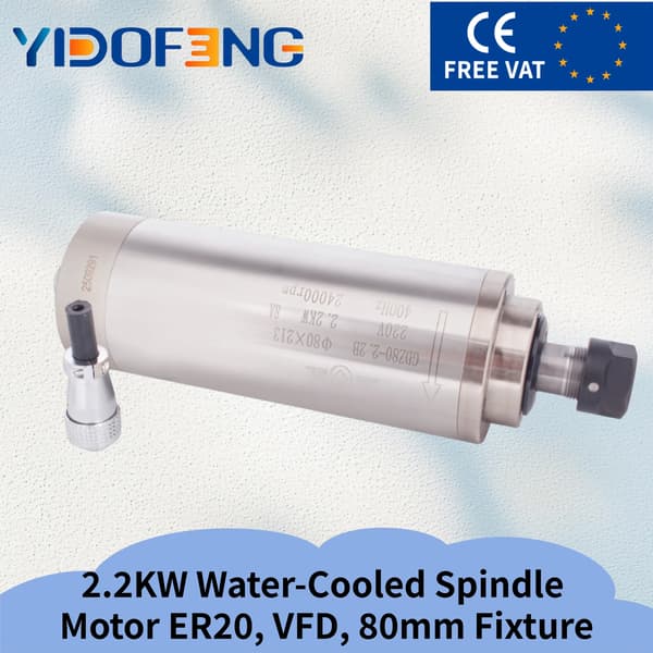 Vandkølet Spindelmotor, VFD Inverter, ER20 Collet System,Bare spindel