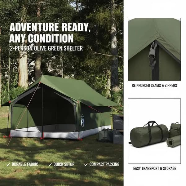 Campingtält, Vattentåligt Material, E-Port Ventilation,Grön