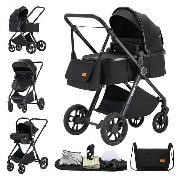 Barnevogn, Foldbart Design, Forbedrede Komfortfunktioner,h2 sort