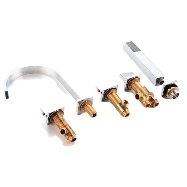 Badvaskerkit, 5-huls design, moderne mixer med håndbruser,Krom