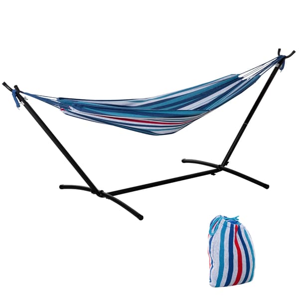 Hängmatta med Ställning, Bärbar Design, Lätt Montering, Blå