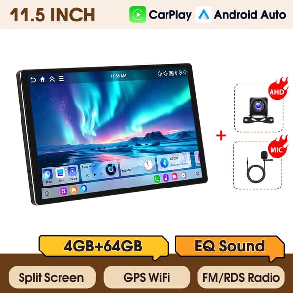 Bil Multimediaafspiller, Touchscreen, Trådløs Forbindelse,4+64G AHD MIC