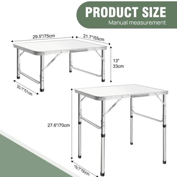 Foldbart Bord, Holdbar Aluminiumkonstruktion, Pladsbesparende Design,75×55×5cm