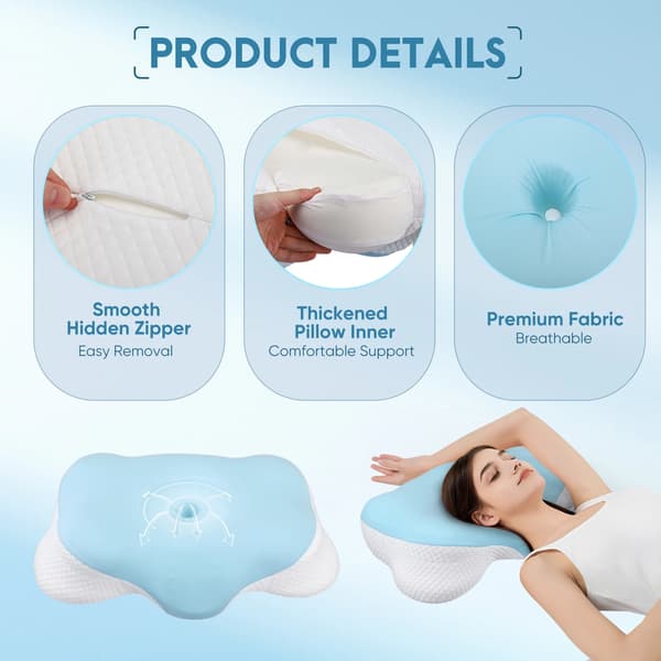 Nackstödskudde, Ergonomisk Design, Högdensitetsminnesskum,Blå