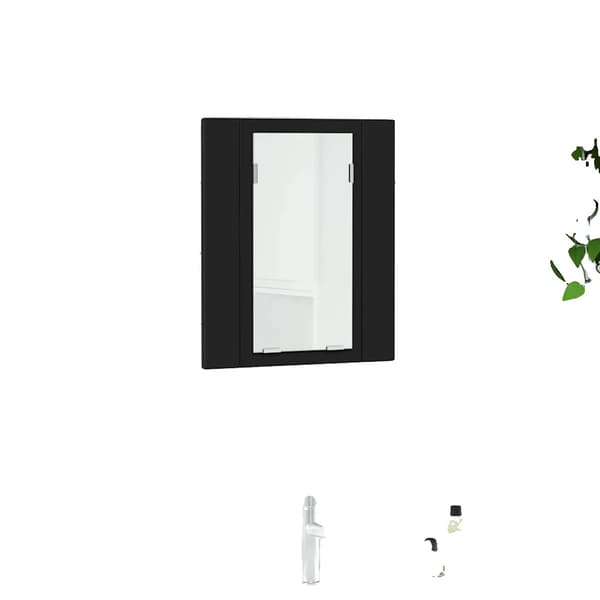 Væghylde, RGB-belysning, stilfuld badeværelsesopbevaring,Sort