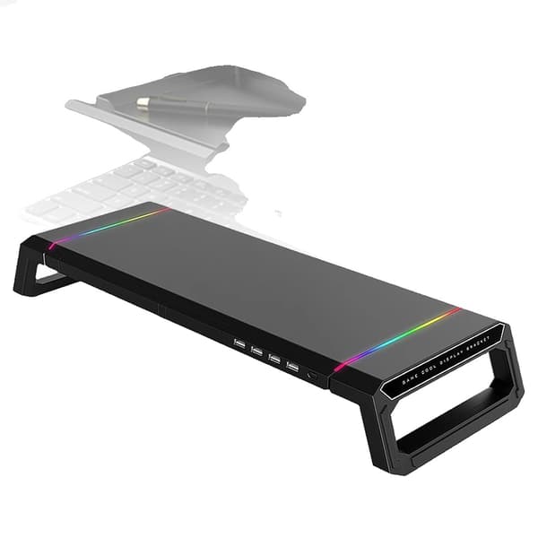 Monitorstand, Foldbart Design, Ergonomisk Højdejustering,sort