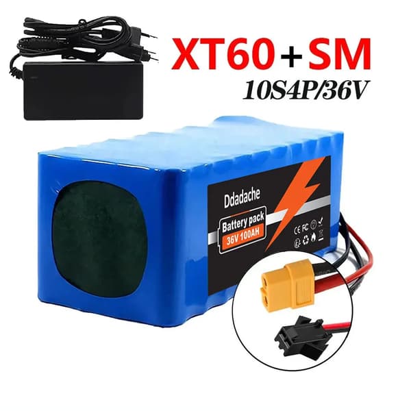 Litiumbatteri, 100Ah kapacitet, BMS ingår, XT60-SM-laddare