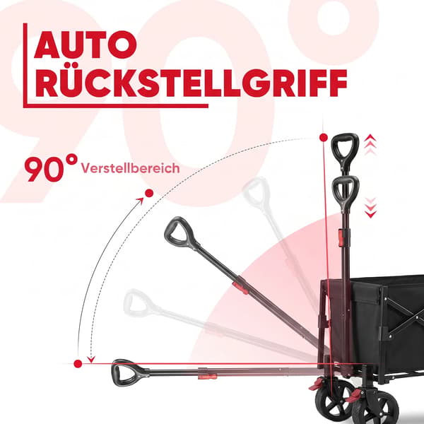 Håndvogn, 100 kg kapacitet, sammenfoldeligt design,sort