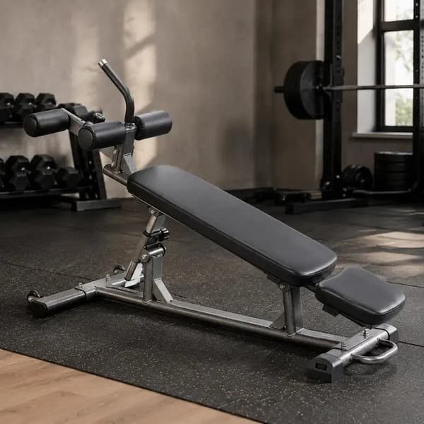 Sit-up bänk, Justerbar Höjd, Hög Lastkapacitet, GRÅ