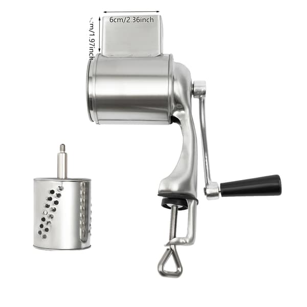 Manuel Roter Grater, Rustfrit Stål, 5 Udskiftelige Tromler,Sølv