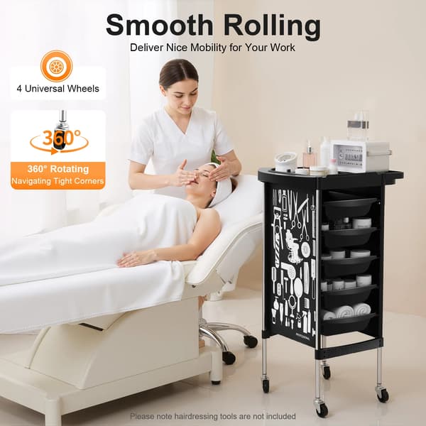 Salonvogn, Rummelig Opbevaring, Robust Konstruktion,Sort