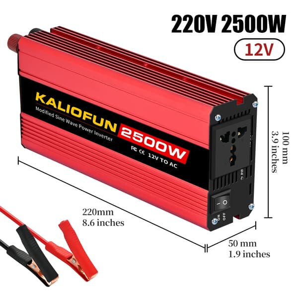 Inverter, Modifierad Sinusvåg, Kompakt Design,12v-2500w-220v