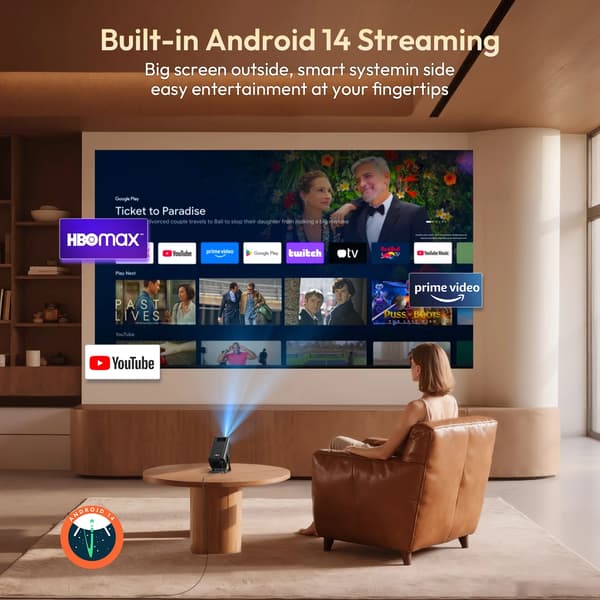 Projektor, Android-system, 4K-understøttelse,EU stik