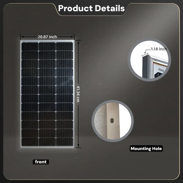Solpanel, Monokristallin, Hög Effektivitet,120W    2PCS